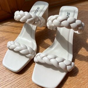 White Soda Braided Heels
